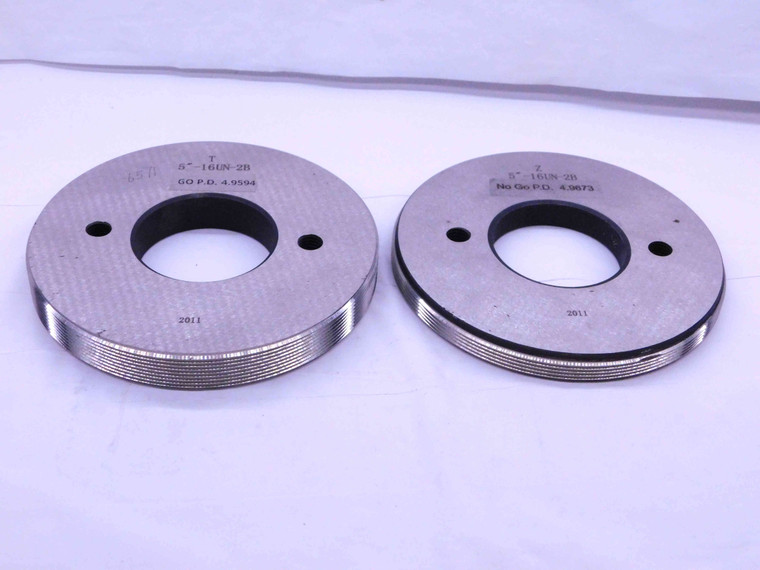 5" 16 UN 2B THREAD PLUG GAGE 5.0 5.00 5.000 GO NO GO P.D.'S = 4.9594 & 4.9673 - DW38004SLW