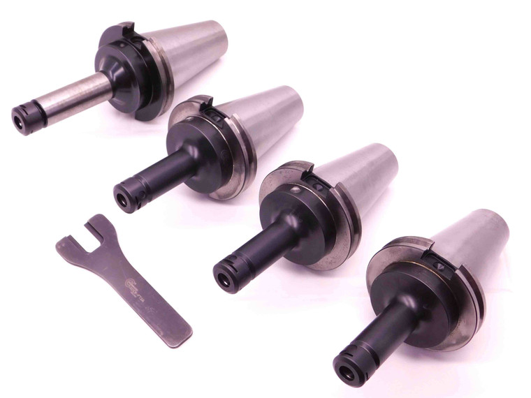 4pc LOT OF CAT50 ER16 COLLET CHUCK TOOL HOLDERS 4" & 6" PROJECTIONS WITH WRENCH