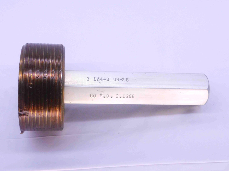 3 1/4 8 UN 2B THREAD PLUG GAGE 3.25 3.250 3.2500 GO ONLY P.D. = 3.1688 2B OR 3B - DW38162DG5