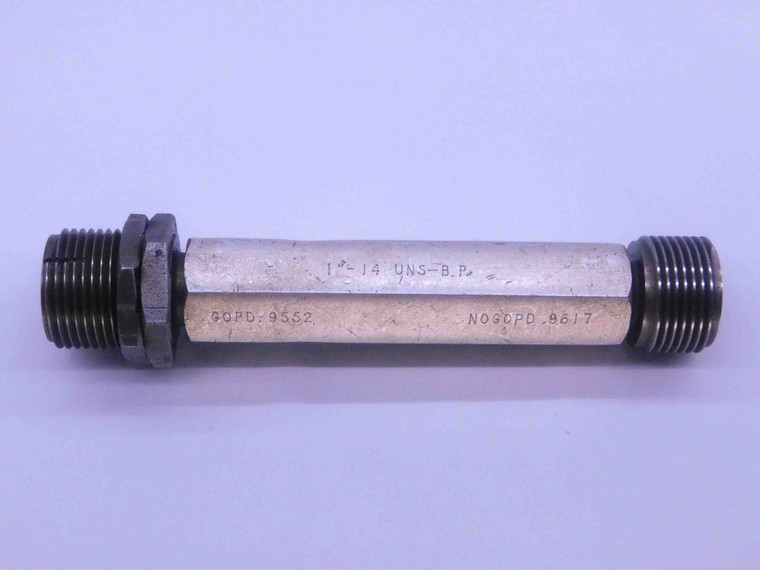 1" 14 UNS BEFORE PLATE THREAD PLUG GAGE 1.0 1.00 GO NO GO P.D.'S = .9552 & .9617 - DW38213SLW