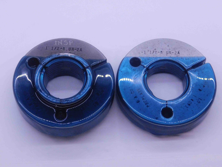 1 1/2 8 UN 2A PREPLATE THREAD RING GAGES 1.5 GO NO GO P.D.'S = 1.4183 & 1.4093 - DW38251CY5