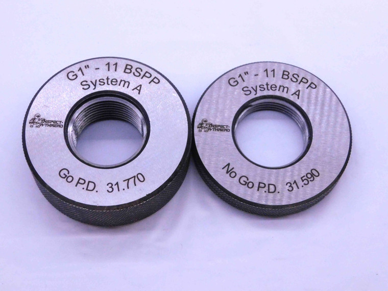 NEW G1" 11 BSPP PIPE THREAD RING GAGE 1.0 GO NO GO P.D.'S = 31.770 & 31.590 - DW38453MSAF