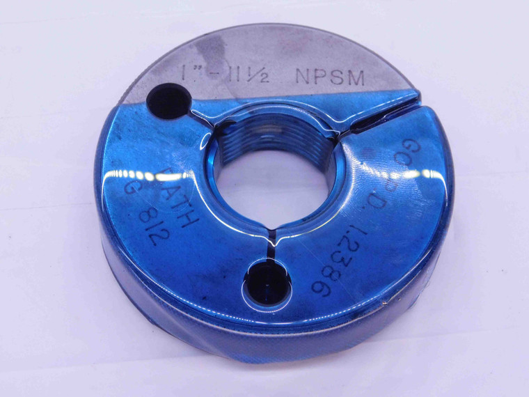 1" 11 1/2 NPSM SPECIAL PIPE THREAD RING GAGE 1.0 1.00 GO ONLY P.D. = 1.2386 2A - DW38493OB5