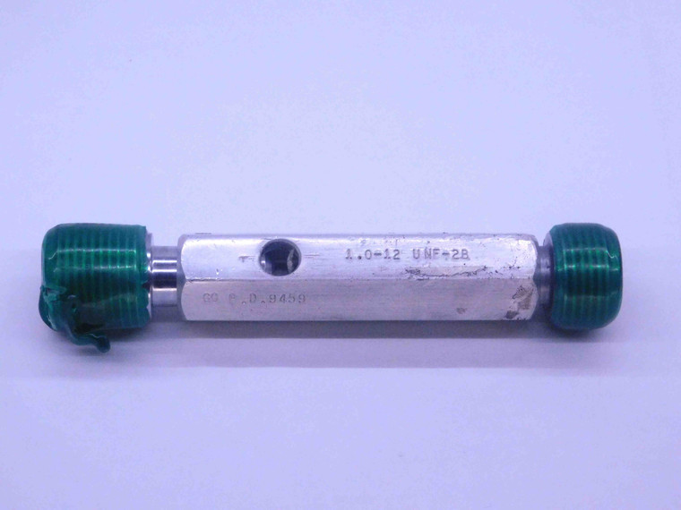 1" 12 UNF 2B THREAD PLUG GAGE 1.0 1.00 1.000 GO NO GO P.D.'S = .9459 & .9535 - DS0543BURL