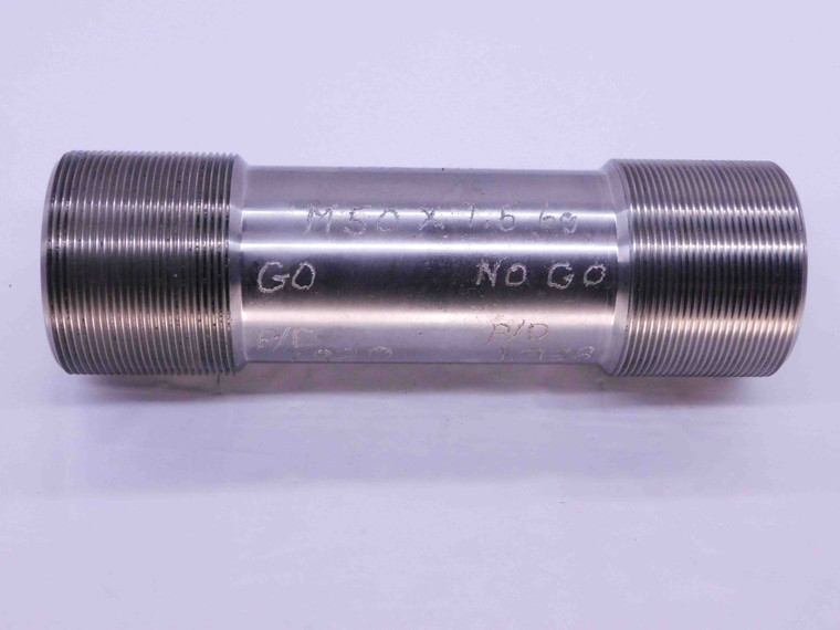 SHOP MADE M50 X 1.5 6G THREAD PLUG GAGE 50 GO NO GO P.D.'S = 1.930 & 1.938 6H - DW38708BS5