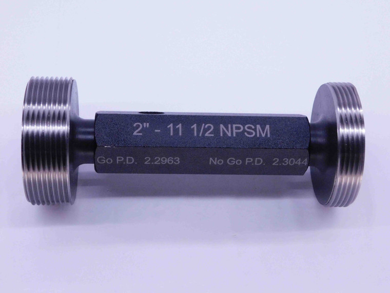 NEW 2" 11 1/2 NPSM PIPE THREAD PLUG GAGE 2.0 GO NO GO PD'S = 2.2963 & 2.3044 2B - DW38740MSAF