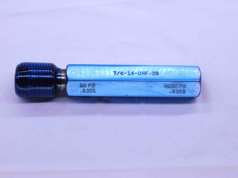 7/8 14 UNF 2B SPECIAL THREAD PLUG GAGE .875 .8750 GO ONLY P.D. = .8301 2B OR 3B - DW38865LVR