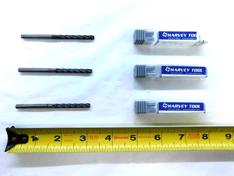 3pcs HARVEY TOOL 3/16 O.D. 1 1/2 LOC CARBIDE END MILL 0.1875 SHANK 4 FL 33712-C3 - JG1092CG5
