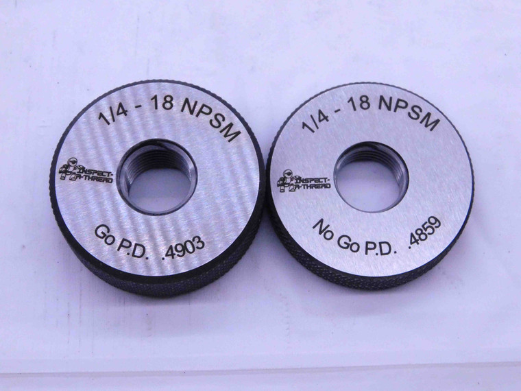 NEW 1/4 18 NPSM SOLID PIPE THREAD RING GAGE .25 GO NO GO PD'S = .4903 & .4859 2A - DW39222MSAF
