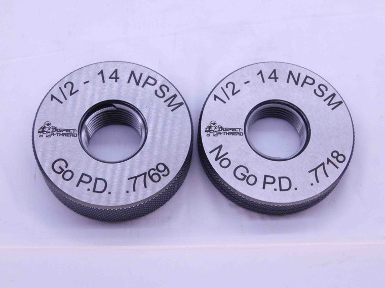NEW 1/2 14 NPSM SOLID PIPE THREAD RING GAGE .5 GO NO GO PD'S = .7769 & .7718 2A - DW39225MSAF