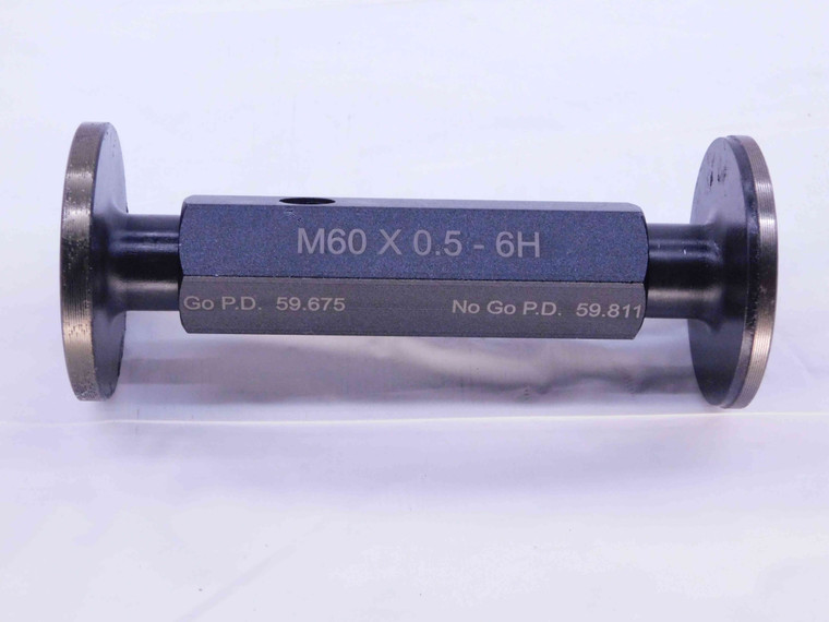 NEW M60 X .5 6H METRIC THREAD PLUG GAGE 60 0.5 GO NO GO P.D.'S = 59.675 & 59.811 - DW39235MSAF