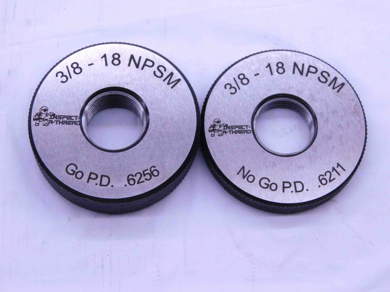 NEW 3/8 18 NPSM SOLID PIPE THREAD RING GAGE .375 GO NO GO PDS= .6256 & .6211 2A - DW39242MSAF