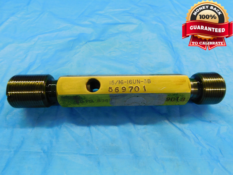 15/16 16 UN 3B THREAD PLUG GAGE .9375 GO NO GO P.D.'S = .8969 & .9018 CHECK - BL3989BU