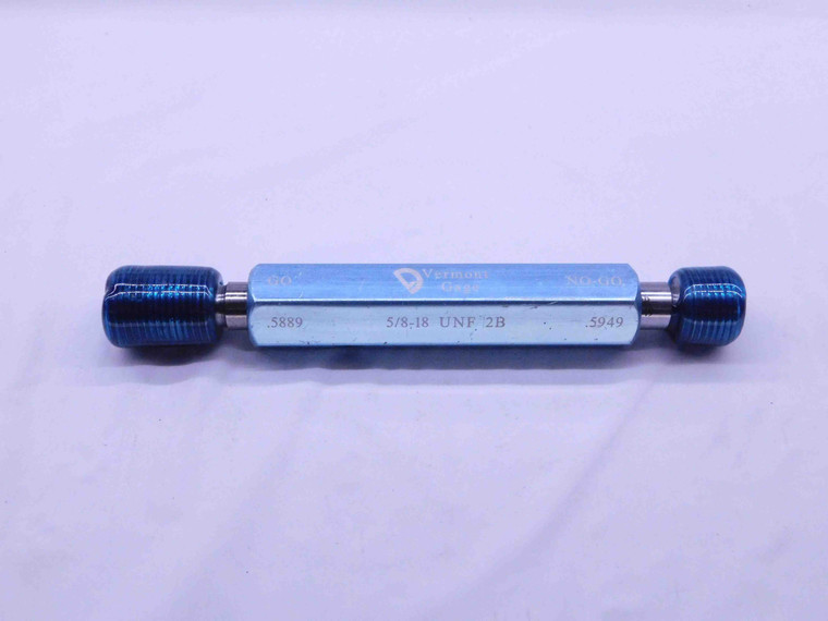 5/8 18 UNF 2B VERMONT THREAD PLUG GAGE .625 GO NO GO P.D.'S = .5889 & .5949 - DW39585CZ5