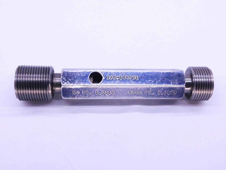 3/4 14 NPSL PIPE THREAD PLUG GAGE .75 .750 GO NO GO P.D.'S = 1.0112 & 1.0179 2B - DW39748OB6
