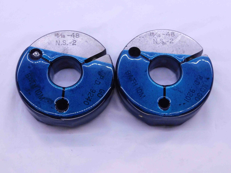 15/16 48 NS 2 THREAD RING GAGES .9375 GO NO GO P.D.'S = .9240 & .9201 CHECK - DW40083OB6