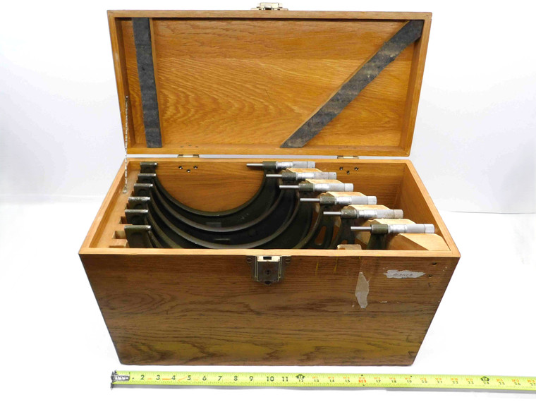 LUFKIN 6pc MECHANICAL OUTSIDE MICROMETER SET 6" - 12" SIZE RANGE WITH CASE MIC