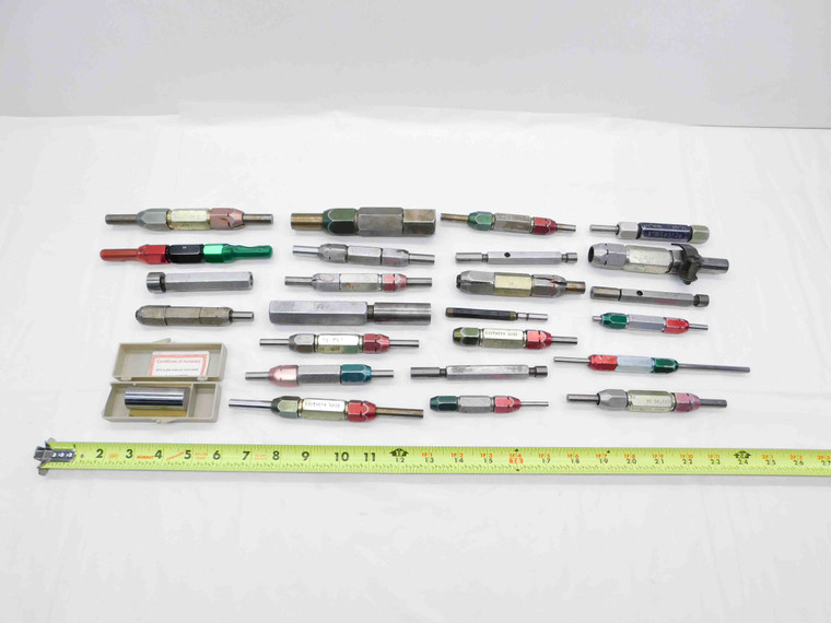 25pc LOT OF VARIOUS SIZES AND CLASS PIN PLUG GAGES GO NO GO INSPECTION TOOLING - BR12207LVR