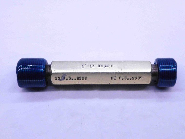 1" 14 UNS 2B THREAD PLUG GAGE 1.0 1.00 1.000 GO NO GO P.D.'S = .9536 & .9609 - DW40382AQ6