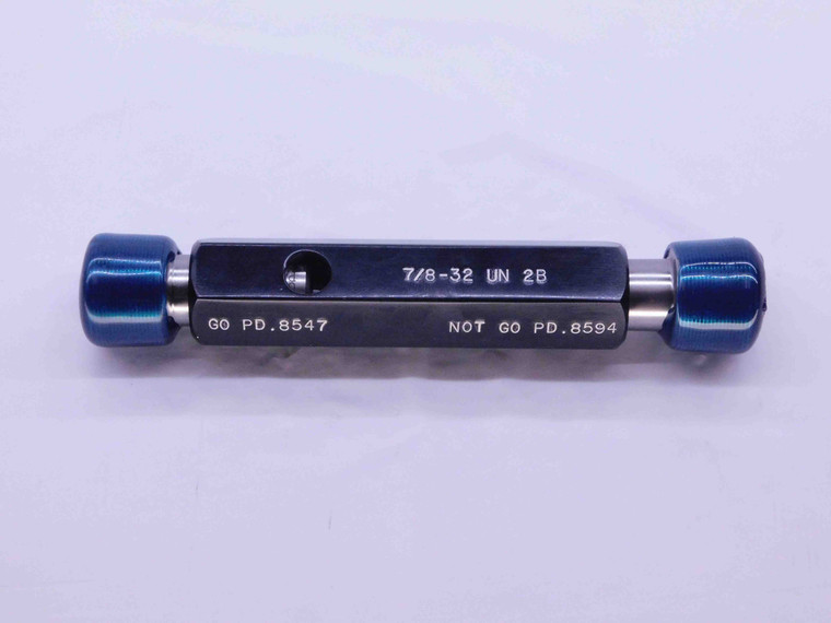 7/8 32 UN 2B THREAD PLUG GAGE .875 .8750 GO NO GO P.D.'S = .8547 & .8594 CHECK - DW40404AR6