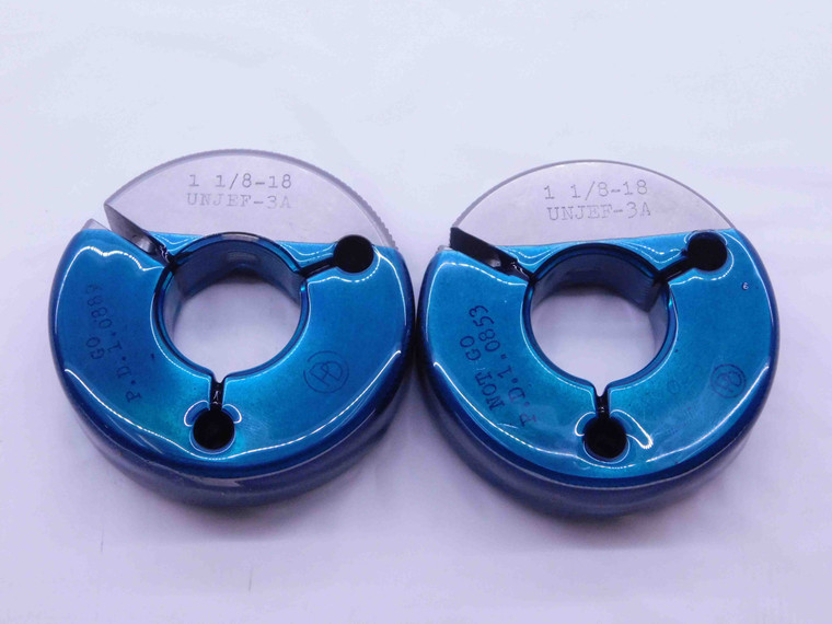 1 1/8 18 UNJEF 3A THREAD RING GAGES 1.125 GO NO GO P.D.'S = 1.0889 & 1.0853 - DW40413AR6