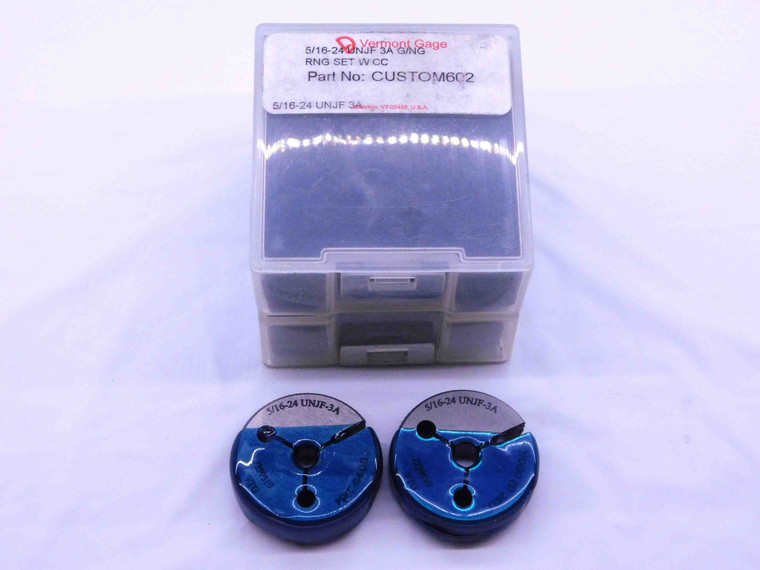 5/16 24 UNJF 3A VERMONT THREAD RING GAGES .3125 GO NO GO P.D.'S = .2854 & .2827 - DW40416AR6