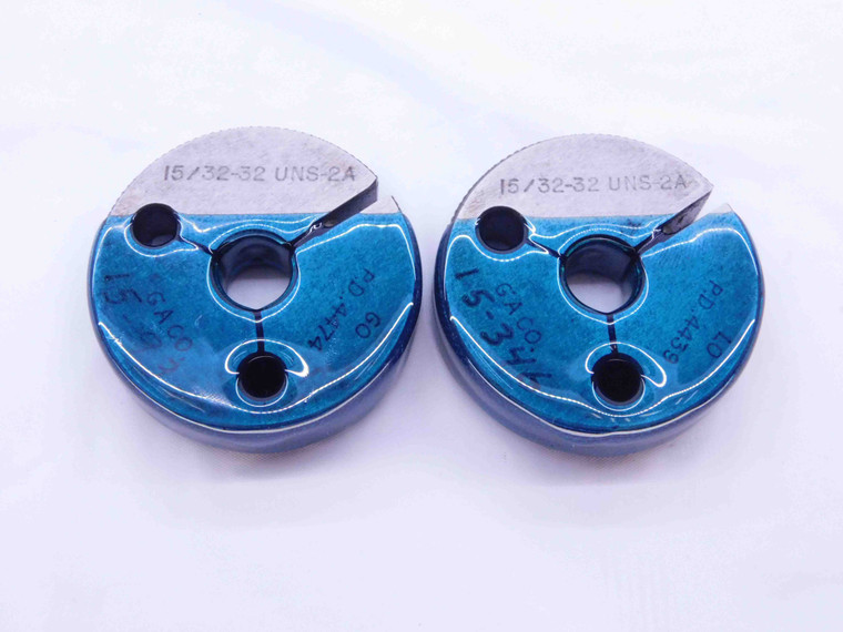 15/32 32 UNS 2A THREAD RING GAGES .4687 GO NO GO P.D.'S = .4474 & .4439 CHECK - DW40437AX6