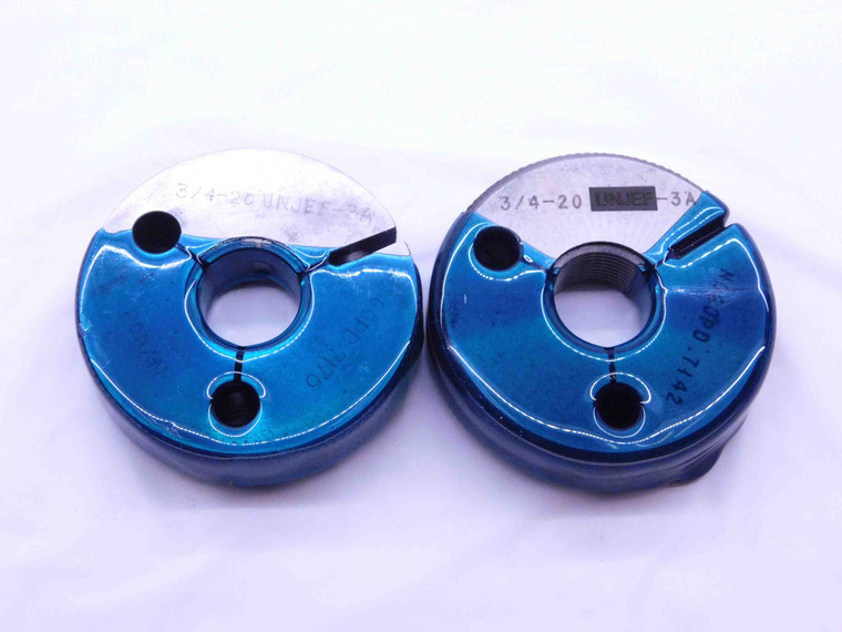 3/4 20 UNJEF 3A THREAD RING GAGES .75 .750 .7500 GO NO GO P.D.'S = .7175 & .7142 - DW40456AR6