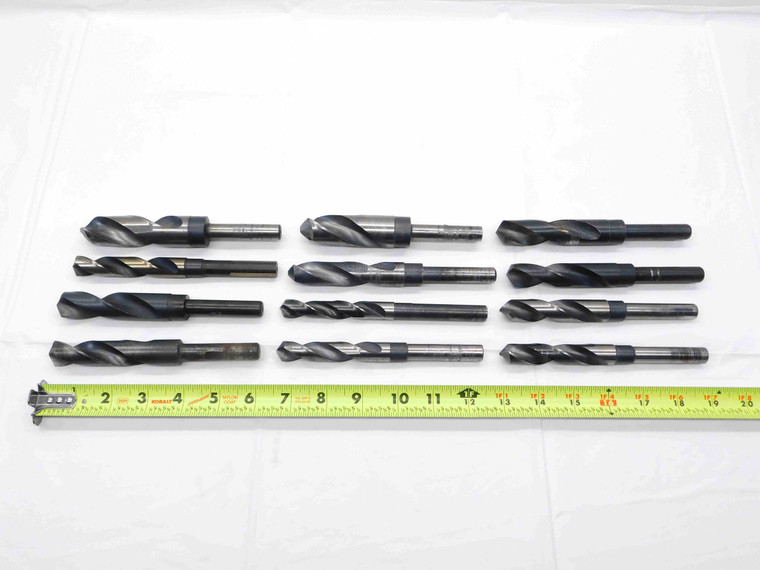 12pc LOT OF HSS SILVER & DEMING / REDUCED SHANK DRILL BITS SEE DESC FOR SIZES - BR12288LVR