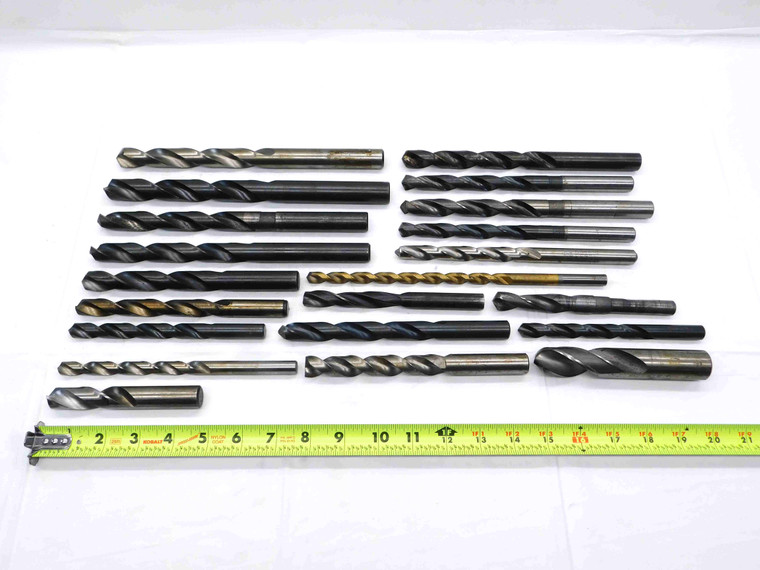 21pc LOT OF STRAIGHT SHANK HSS TWIST DRILL BITS VARIOUS SIZES MACHINIST TOOLING - BR12290LVR