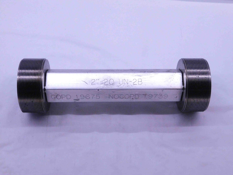 2" 20 UN 2B THREAD PLUG GAGE 2.0 2.00 2.000 GO NO GO P.D.'S = 1.9675 & 1.9739 - DW40573CD5