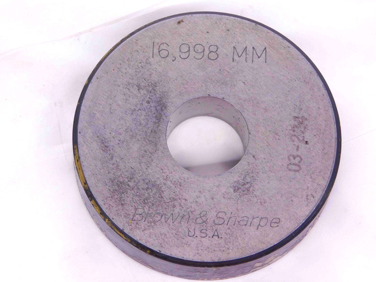 16.998 MASTER PLAIN BORE RING GAGE 17.000 -.002 UNDERSIZE 17 mm .6692 CHECK - JJ0841AX6