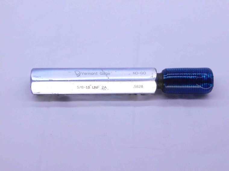 5/8 18 UNF 2A VERMONT SET THREAD PLUG GAGE .625 .6250 NO GO ONLY P.D. = .5828 - DW40670AQ6