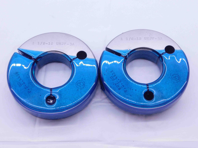 1 1/2 12 UNJF 3A THREAD RING GAGES 1.5 1.50 GO NO GO P.D.'S = 1.4459 & 1.4411 - DW40853LVR