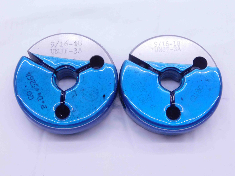 9/16 18 UNJF 3A THREAD RING GAGES .5625 GO NO GO P.D.'S = .5264 & .5230 CHECK - DW40859LVR