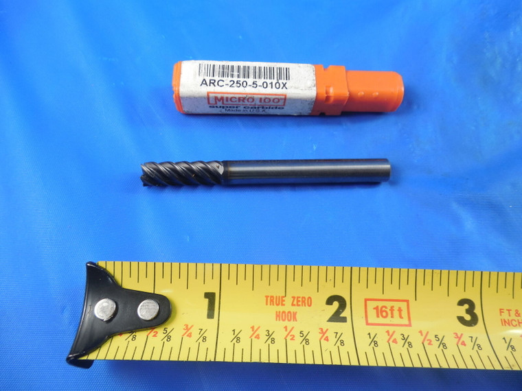 MICRO 100 ARC-250-5-010X 1/4 DIA 3/4 LOC 2 1/2 OAL 5 FLUTE CC CARBIDE END MILL