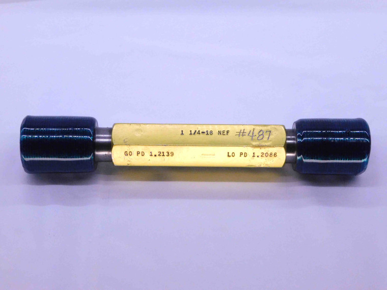 1 1/4 18 NEF SET THREAD PLUG GAGE 1.25 1.250 GO NO GO P.D.'S = 1.2139 & 1.2086 - DW41016BB6