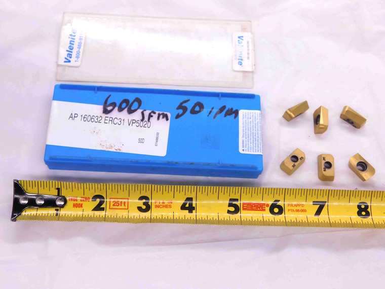 6pcs NEW VALENITE AP160632 ERC31 VP5020 TiN COATED CARBIDE MILLING INSERTS - JJ1487CH5