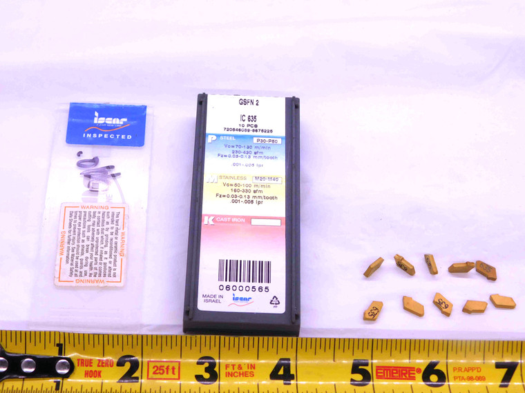 9pcs NEW ISCAR GSFN 2 IC635 TiN COATED CARBIDE GROOVING INSERTS 2mm CUT WIDTH - JJ1496CH5