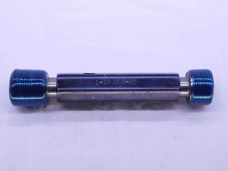 1" 16 UN 2B THREAD PLUG GAGE 1.0 1.00 1.000 GO NO GO P.D.'S = .9594 & .9659 - DW41065BB6