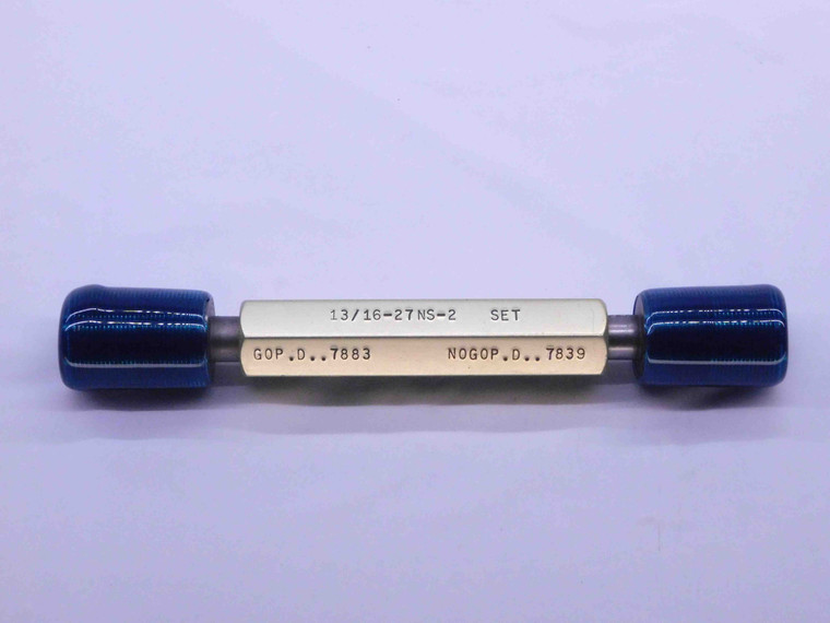 13/16 27 NS 2 SET THREAD PLUG GAGE .8125 GO NO GO P.D.'S = .7883 & .7839 CHECK - DW41087BB6