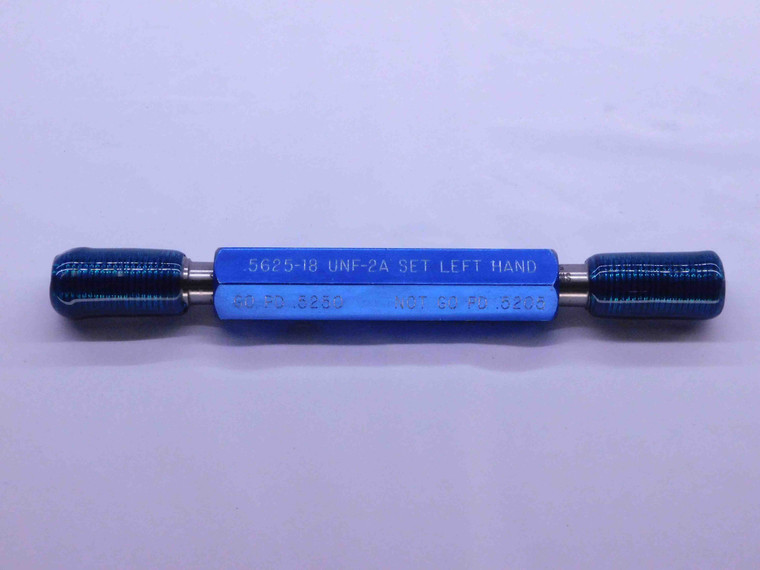 9/16 18 UNF 2A LEFT HAND SET THREAD PLUG GAGE .5625 GO NO GO PDS= .5250 & .5205 - DW41097BB6
