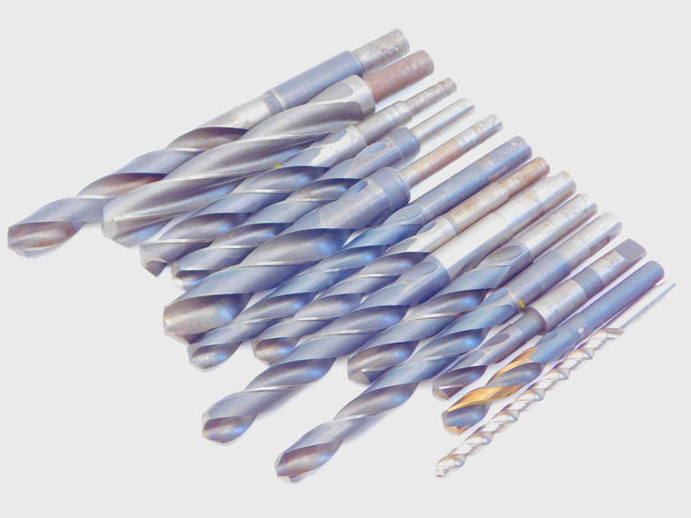 13pc LOT HSS TWIST DRILL BITS SIZES UP TO 1 1/8 MOSTLY STRAIGHT / REDUCED SHANK - JG4491BB6
