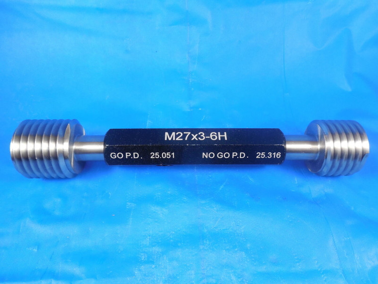 NEW M27 X 3.0 6H METRIC THREAD PLUG GAGE 27.0 3 GO NO GO P.D.'S= 25.051 & 25.316