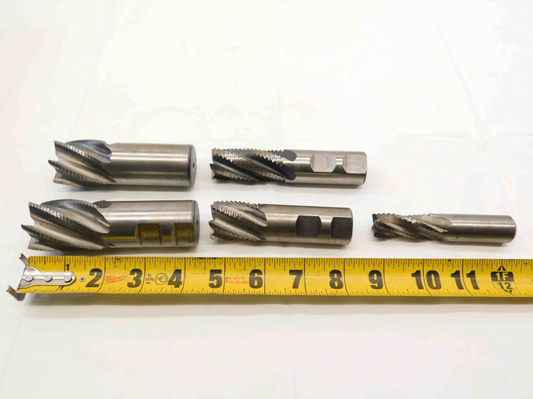 5pcs LOT OF HSS COBALT ROUGHING END MILLS 3/4, 1", 1 1/8, 1 1/2 DIAMETERS HSCO - NS6364BB6