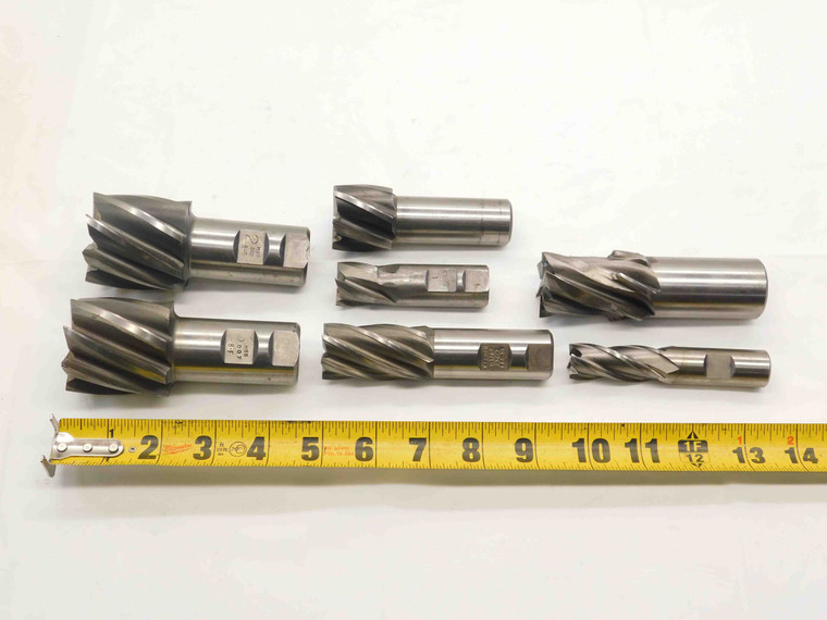6pcs LOT HSS / COBALT SQUARE END MILLS LABELED SIZES 3/4, 1", 1 1/8, 1 1/2, 2" - NS6369BB6