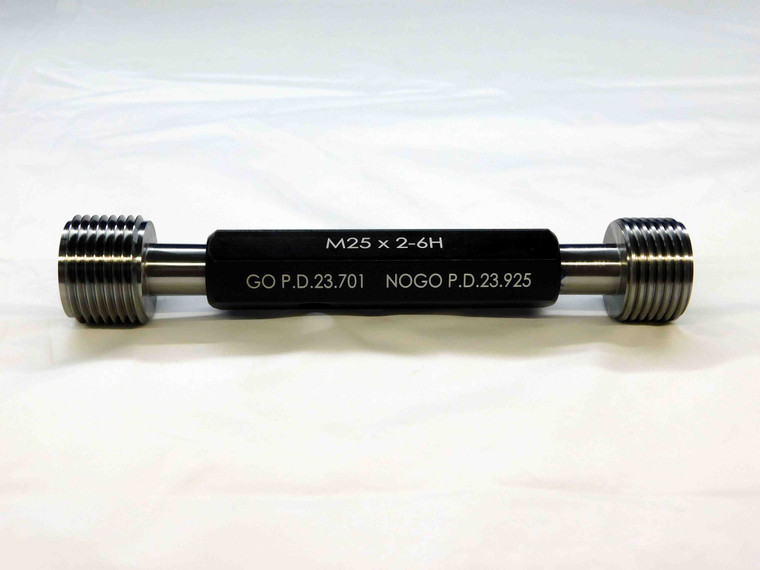 NEW M25 X 2.0 6H METRIC THREAD PLUG GAGE 25.0 2 GO NO GO PD'S= 23.701 & 23.925