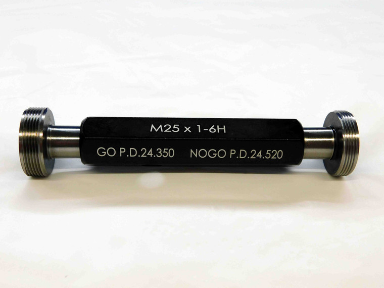 NEW M25 X 1.0 6H METRIC THREAD PLUG GAGE 25.0 1 GO NO GO PD'S= 24.350 & 24.520