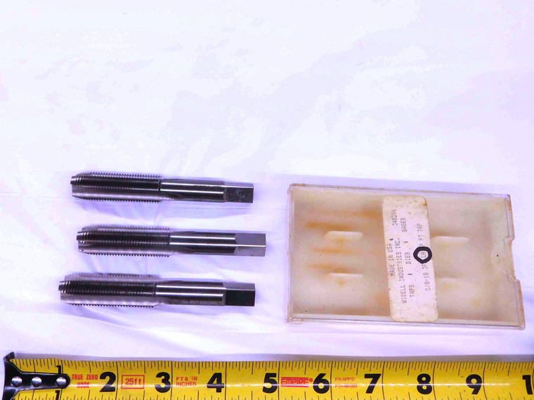 3pcs NEW WIDELL 5/8 18 HSS LEFT HAND SPIRAL POINT PLUG TAP 3 FLUTE .625 LH USA - JJ1779CH5