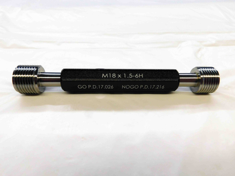 NEW M18 X 1.5 6H METRIC THREAD PLUG GAGE 18.0 1.50 GO NO GO PD'S 17.026 & 17.216